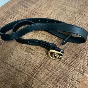 Gucci Black Leather Belt with Double G Buckle